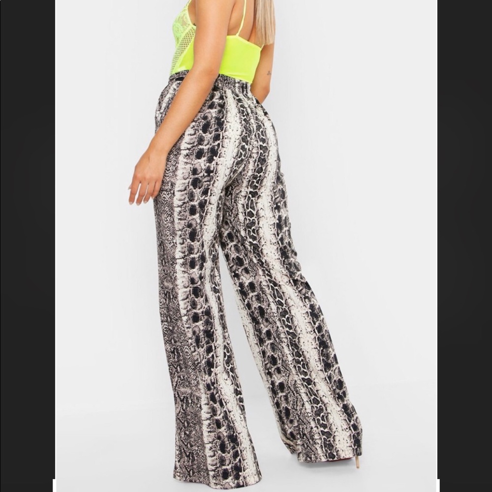 Plus Snake Woven Wide Leg Trouser